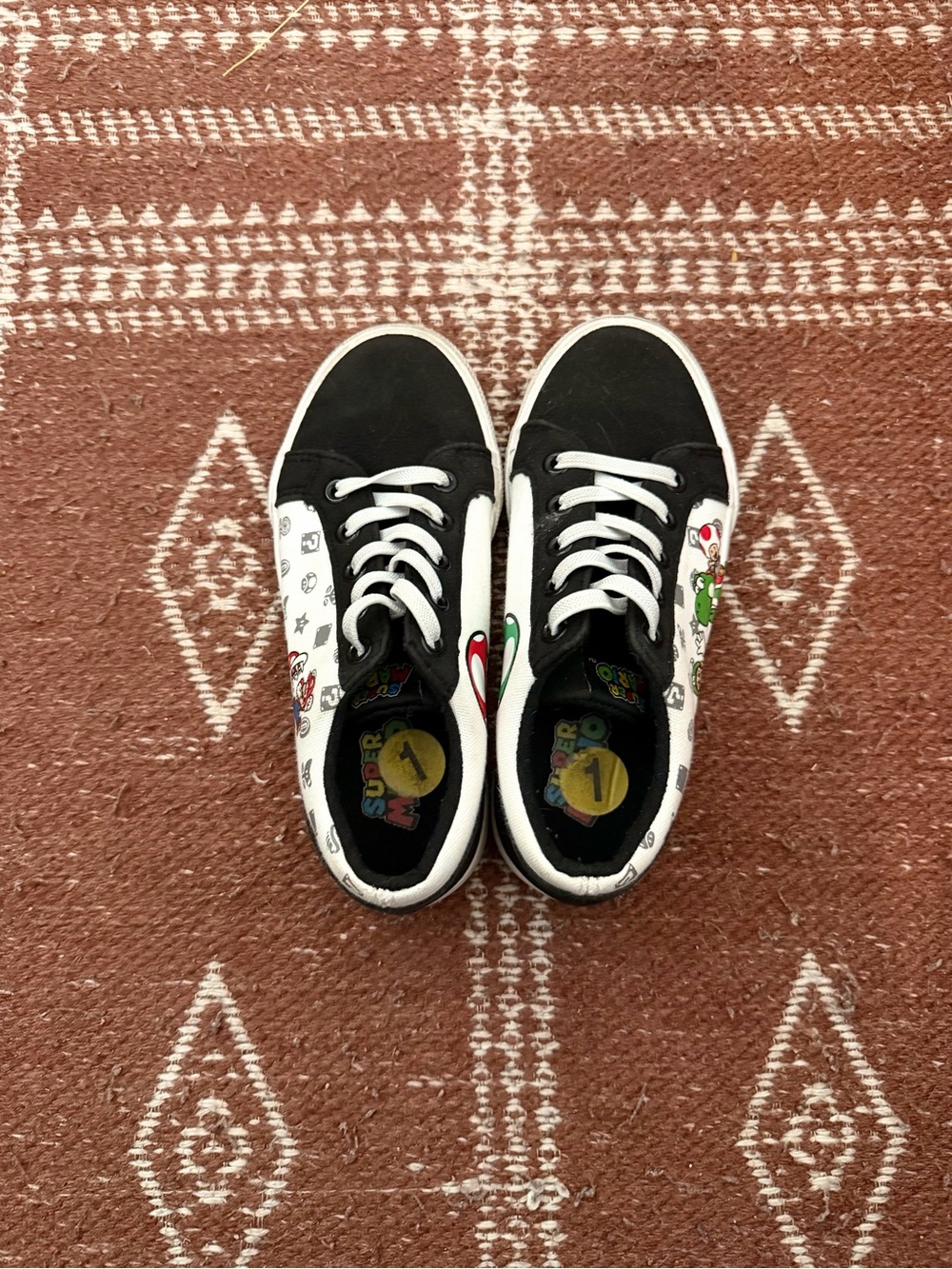 Kids Black and White Character Canvas Sneakers